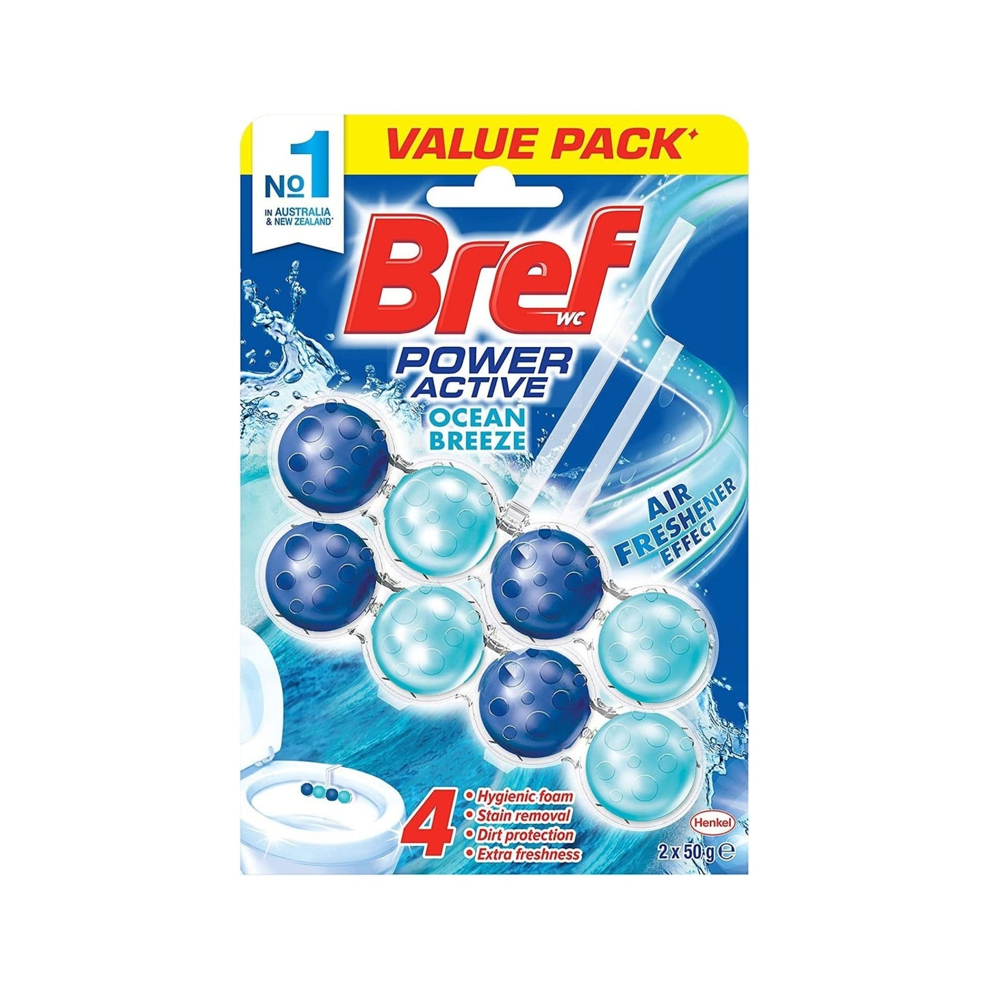 Bref Power Active Ocean Breeze Rim Block Toilet Cleaner 50g x 12 Pack