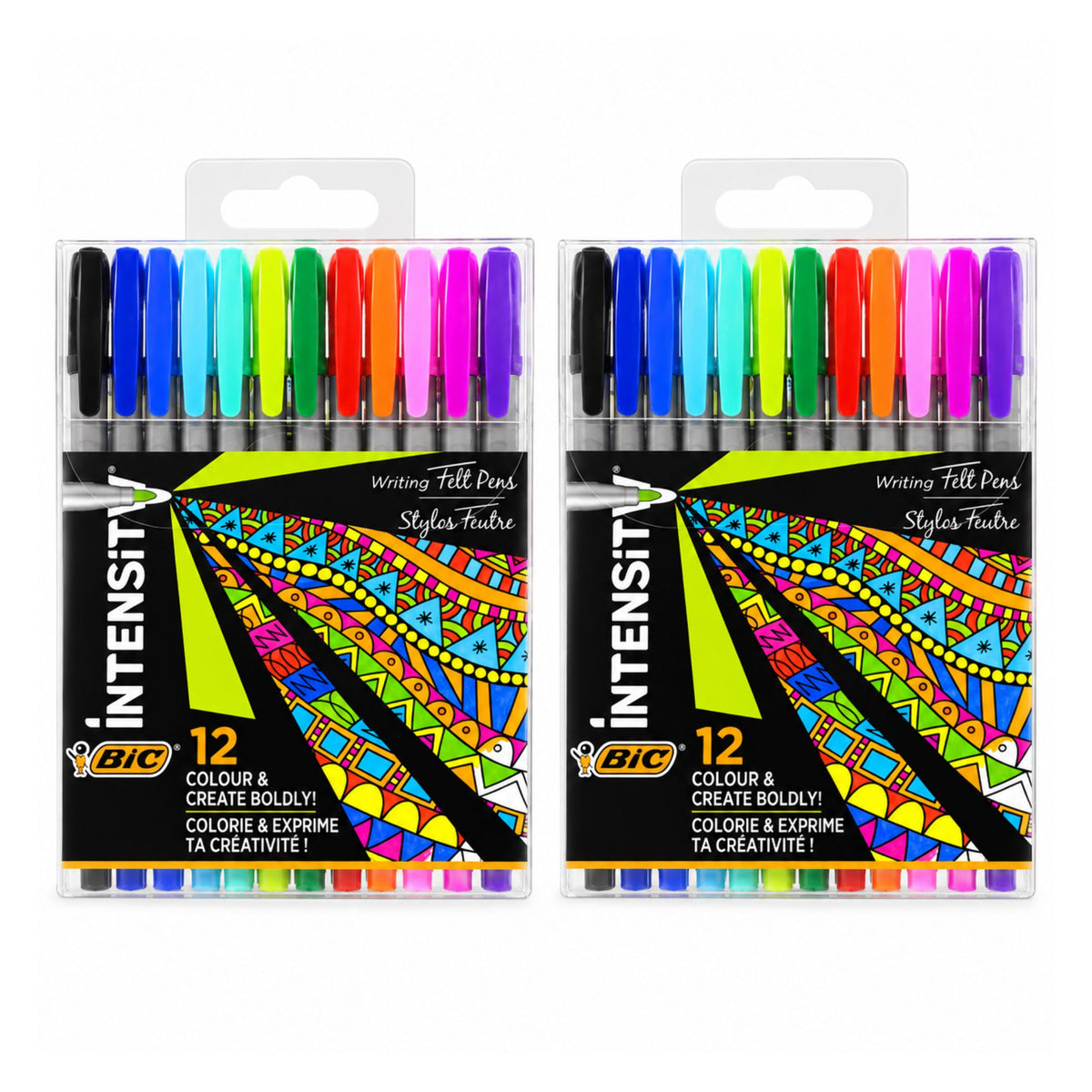 2-pack bundle of BIC Intensity Writing Felt Pens 12 Assorted Colours