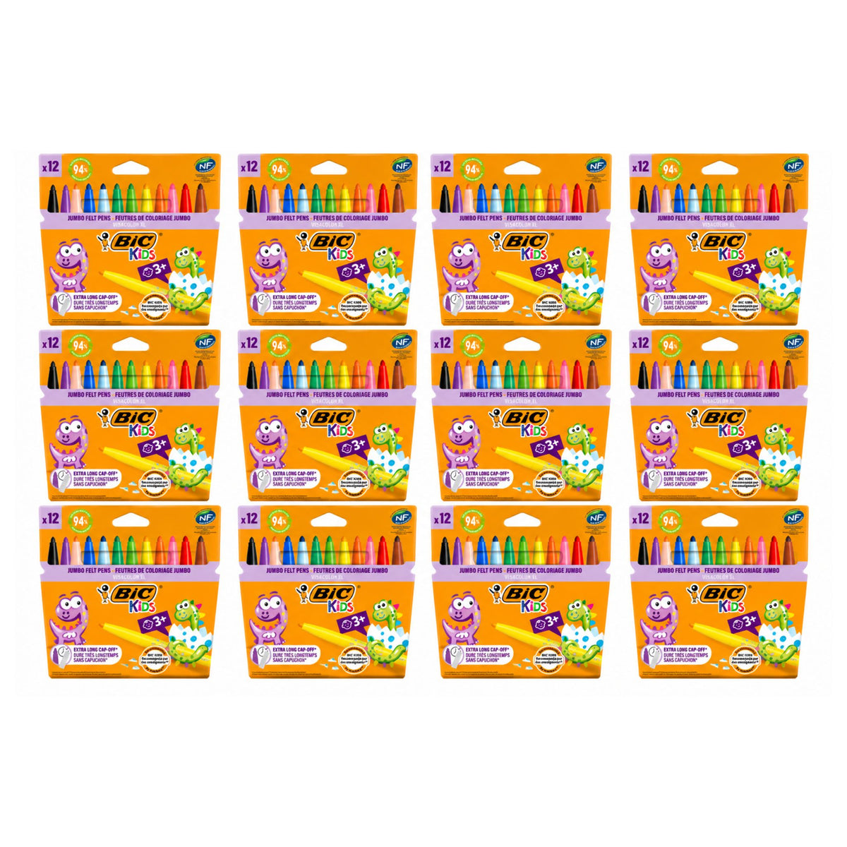 12-pack bulk bundle of BIC Kids Visacolor XL Jumbo Felt Pens Assorted Colours 12 Pack