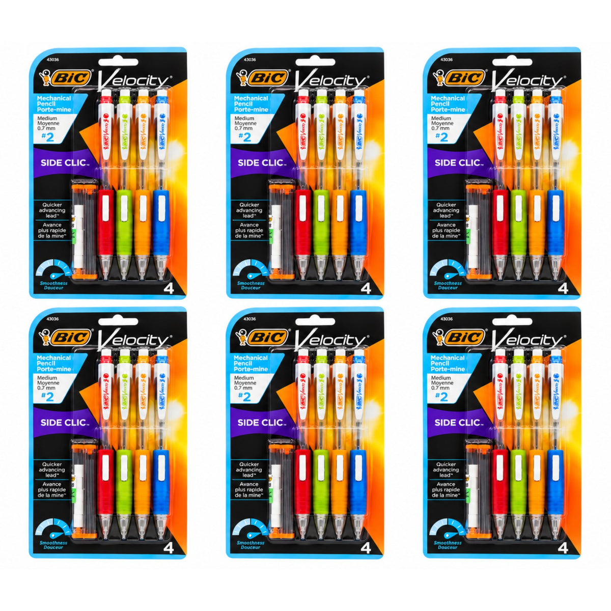 Six packages of BIC Velocity 2 End Load Penultiplier Retractable Fountain Pen Set, arranged in a 2x3 grid on a white background.