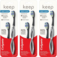 Colgate Infinity 手動歯ブラシ ディープクリーン アルミニウム ハンドル ブラシ ヘッド 2 個付き