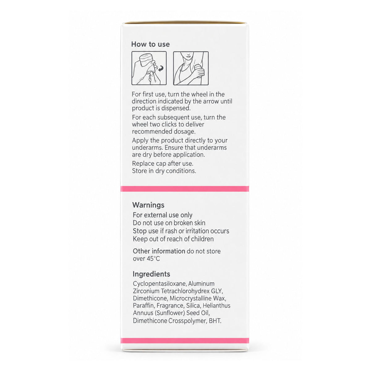 Side view of Dove Clinical Protection box showing how to use diagram, warnings, and full ingredient list