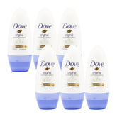 Multiple Dove deodorant bottles on a white background