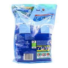 Back view of a blue cleaning product package with visible branding and recycling symbols.