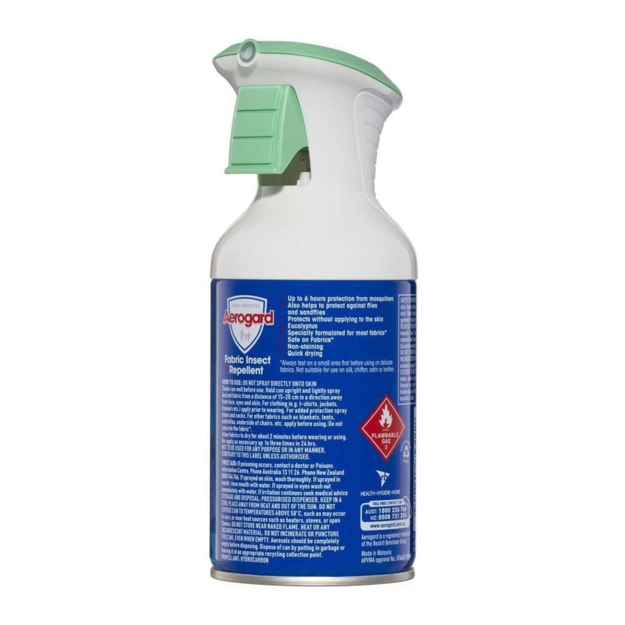 Side profile of Aerogard Eucalyptus Fabric Spray 150g