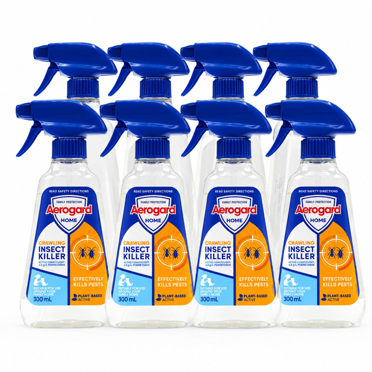 Six Aerogard Home Clearing Ink Insect Killer spray bottles arranged in two rows of three on a white background.