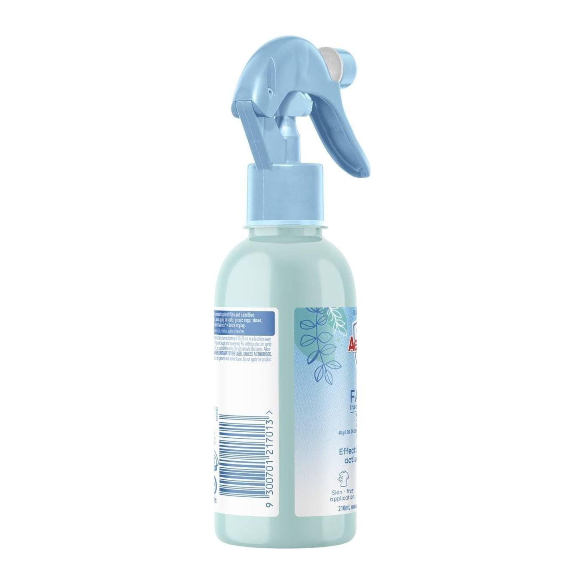 Spray bottle with blue elephant nozzle on a white background