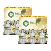 Two packages of Air Wick essential oils with vanilla and cashmere scents on a white background.