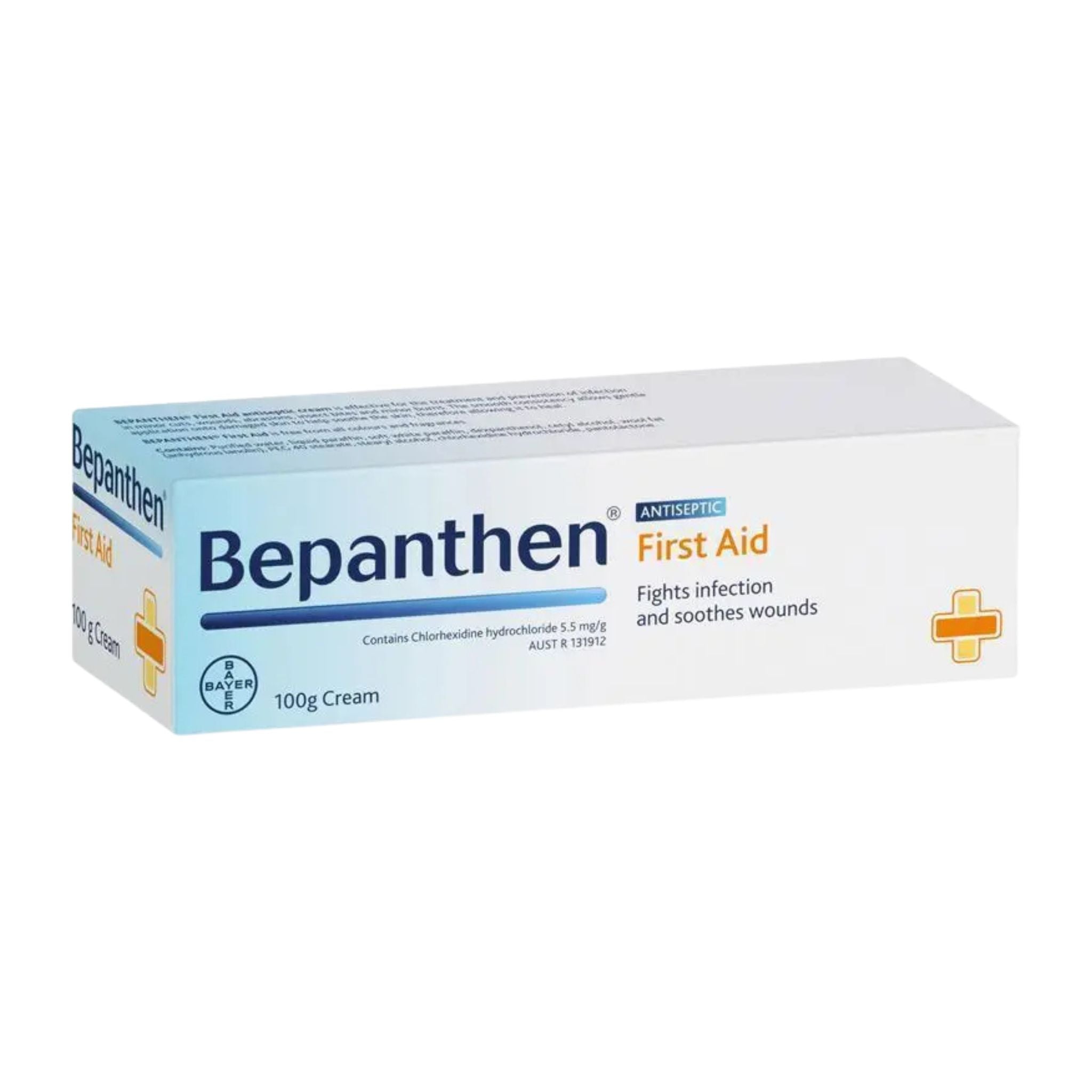 Front view of Bepanthen First Aid Antiseptic Cream 100g box