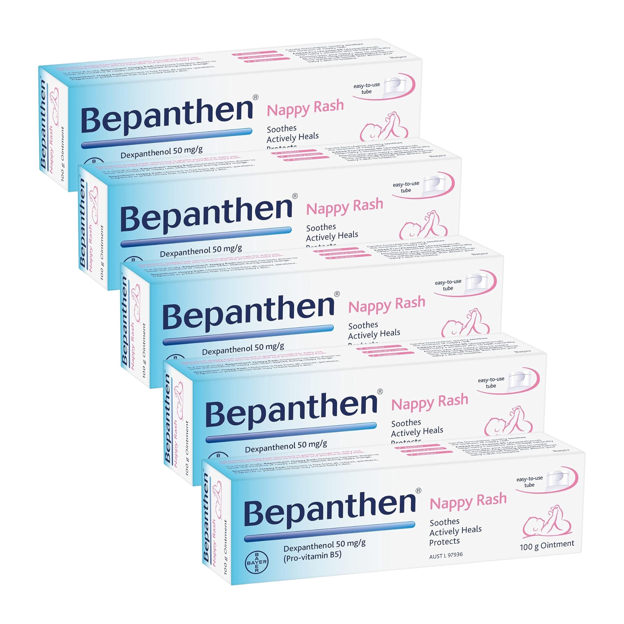 Showcase of Bepanthen Nappy Rash Ointment 100g Pack of 5