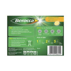 Berocca Energy Mango & Orange Effervescent Tablets 45 Tablets Pack of 5 Side View