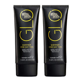 Two black tubes of Bondi Sands Shimmer One Day Tan on a white background
