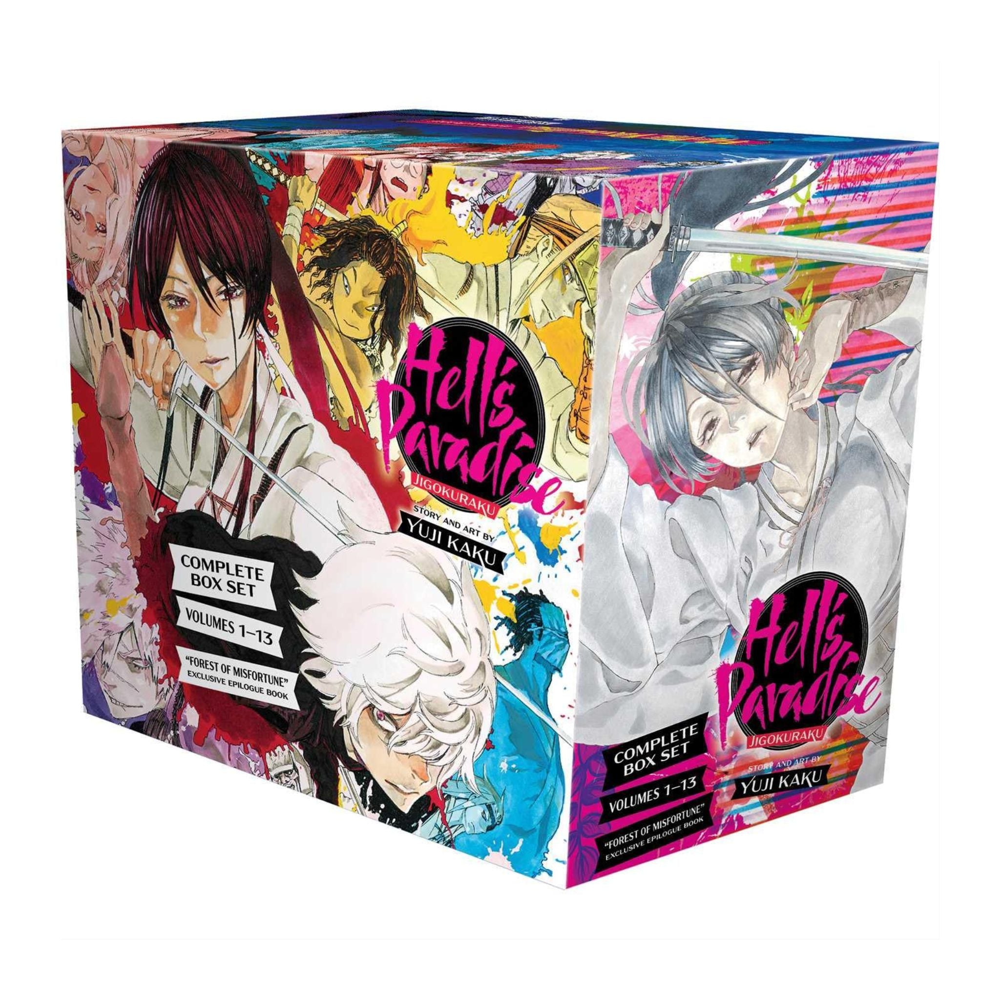 Manga book set titled 'Hell's Paradise' with colorful covers featuring characters.