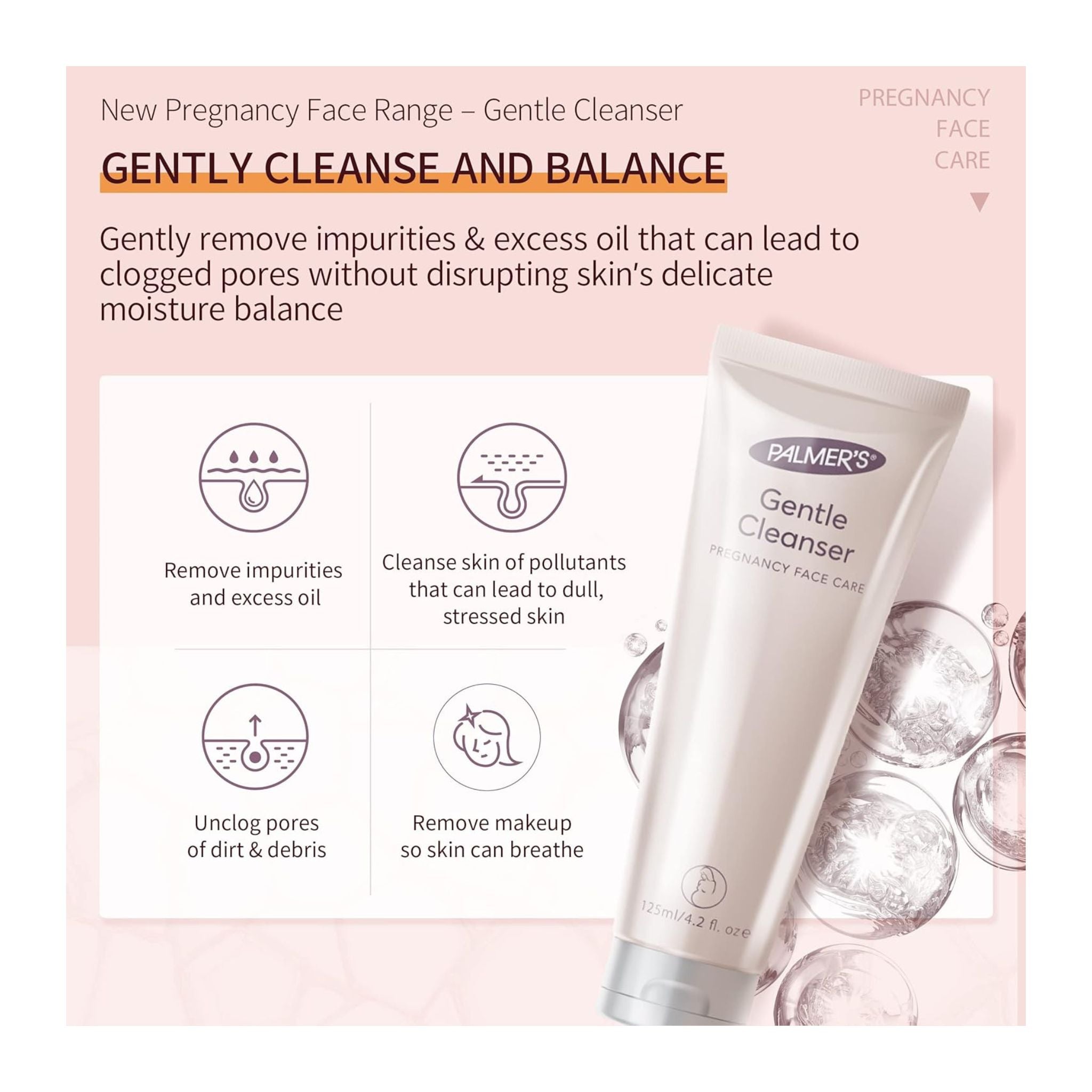 Palmer’s Pregnancy Face Care Gentle Facial Cleanser 250 mL (125 mL × 2 Packs)
