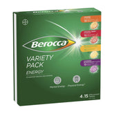 Front view of Berocca Energy Variety Pack showcasing four flavours