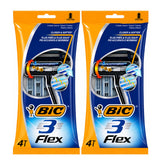 Two packages of BIC 3 Flex razors on a white background