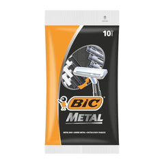 BIC Metal razor packaging with orange and black design on a white background