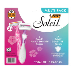 BIC Soleil multi-pack razor packaging with pink and white design