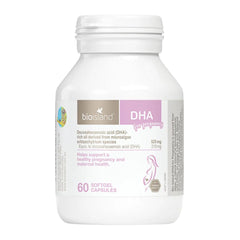 Front view of Bio Island DHA for Pregnancy 60 Softgel Capsules bottle