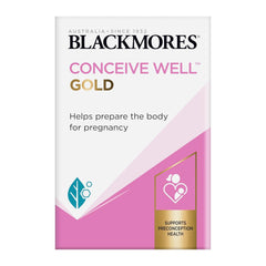 Blackmores Conceive Well Gold supplement packaging on a white background