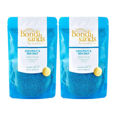 Two packages of bondi sands Coconut & Sea Salt body scrub on a white background