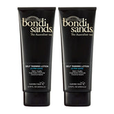 Two bottles of Bondi Sands self-tanning lotion on a white background