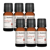 Six bottles of Bosisto's Outback Diffuser Oil on a white background