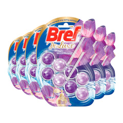 Bref Deluxe Magic Moonflower toilet bowl cleaner packaging with purple and blue design.