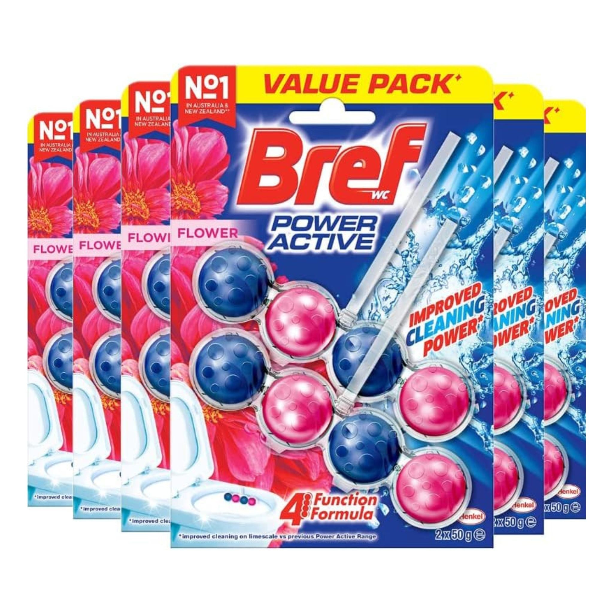 Showcase of Bref Power Active Flower Blossom Rim Block Toilet Cleaner 12-Pack