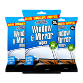 Three packages of Carpride window and mirror wipes on a white background