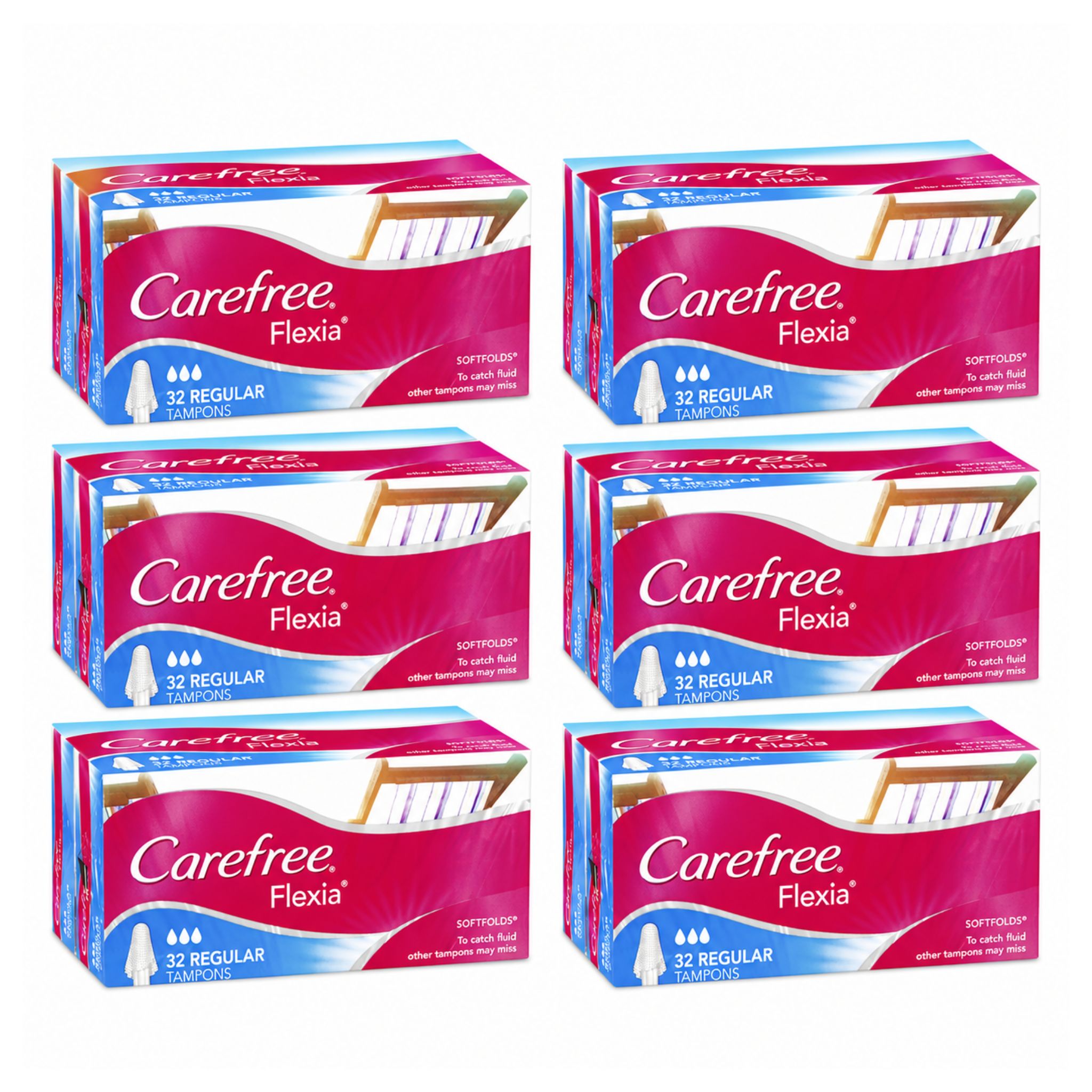 Multiple boxes of Carefree Flexia products on a white background