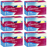 Six boxes of Carefree Original Regular Tampons, each containing a 40 pack of tampons against a white background.