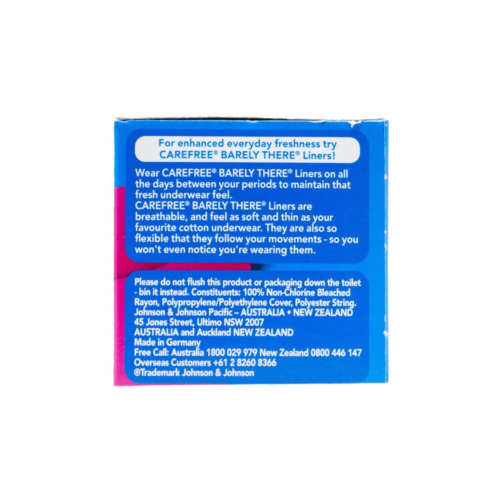 Side view of Carefree ProComfort Regular Tampons box