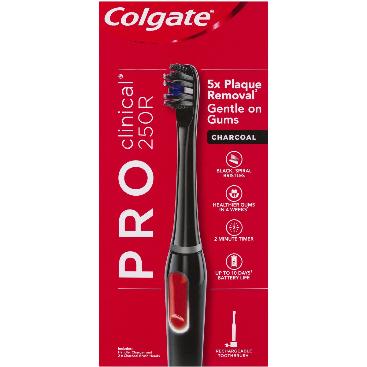 Front view of Colgate ProClinical 250R Charcoal Electric Toothbrush