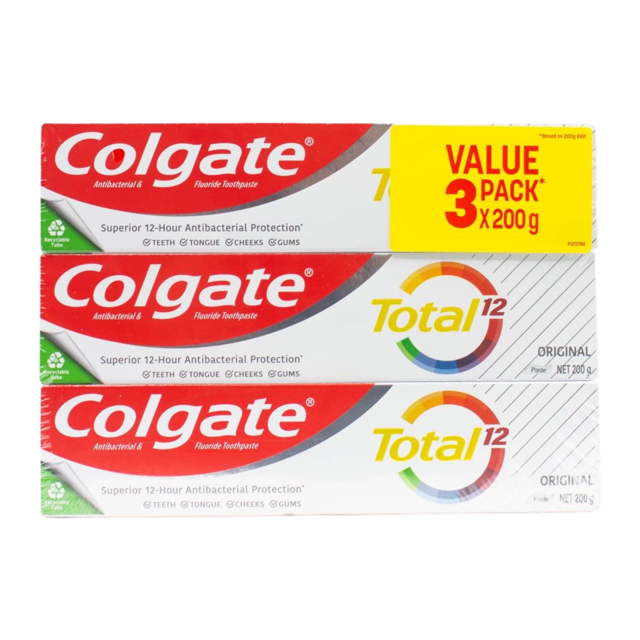 Colgate Total 12 toothpaste value pack on a white background