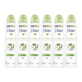 Six bottles of Dove Advanced Care antiperspirant deodorant on a white background