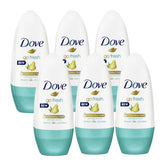 Five Dove go fresh deodorant bottles on a white background