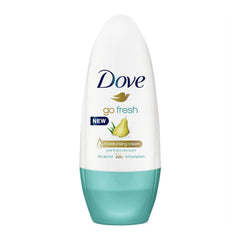 Dove go fresh deodorant roll-on bottle on a white background