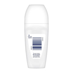 White roll-on deodorant bottle with a barcode label on a white background