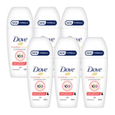 Six bottles of Dove Invisible Crystal deodorant on a white background