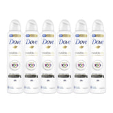 Six bottles of Dove Invisible Dry antiperspirant deodorant on a white background