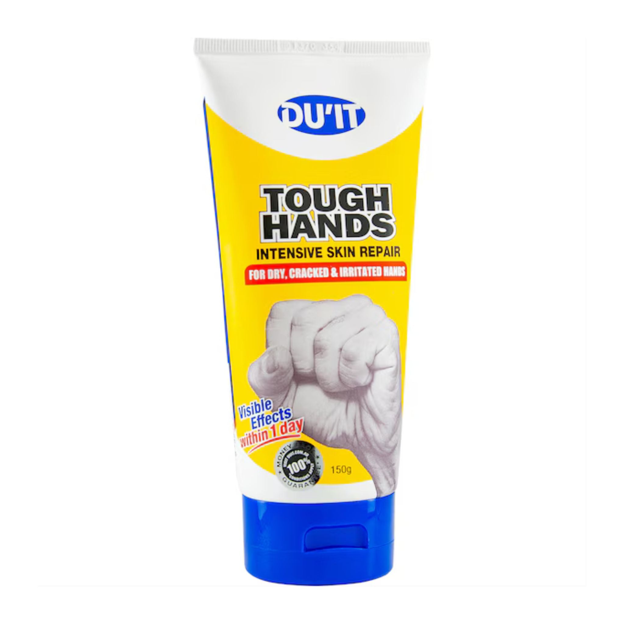 DU'IT Tough Hands Intensive Skin Repair Hand Cream 150g – Front of tube.