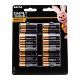 Duracell Simply AA batteries 24-pack front view showing batteries and packaging