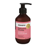 Essano hydrating rosehip moisturizer bottle on a white background