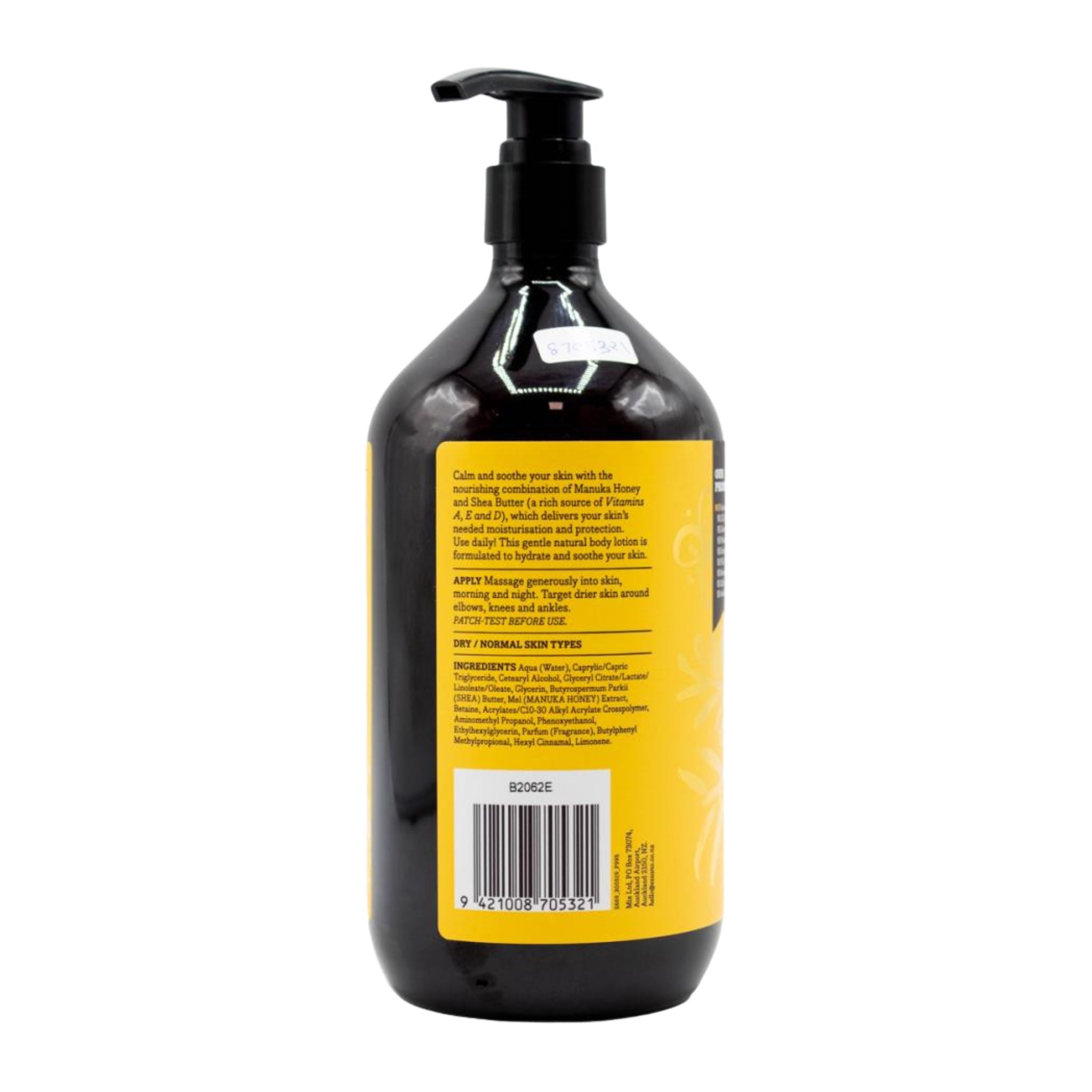 Black bottle with yellow label on a white background