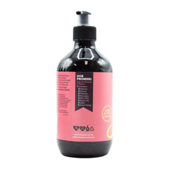 Side profile showcasing the bottle's shape and pump dispenser