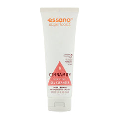 Tube of essano Superfoods Cinnamon Purifying Gel Cleanser on a white background