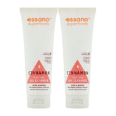 Two tubes of essano Superfoods Cinnamon Purifying Gel Cleanser on a white background
