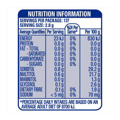 Nutrition information label with blue border on a white background