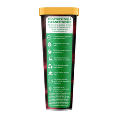 Green cleaning product container with a yellow lid on a white background